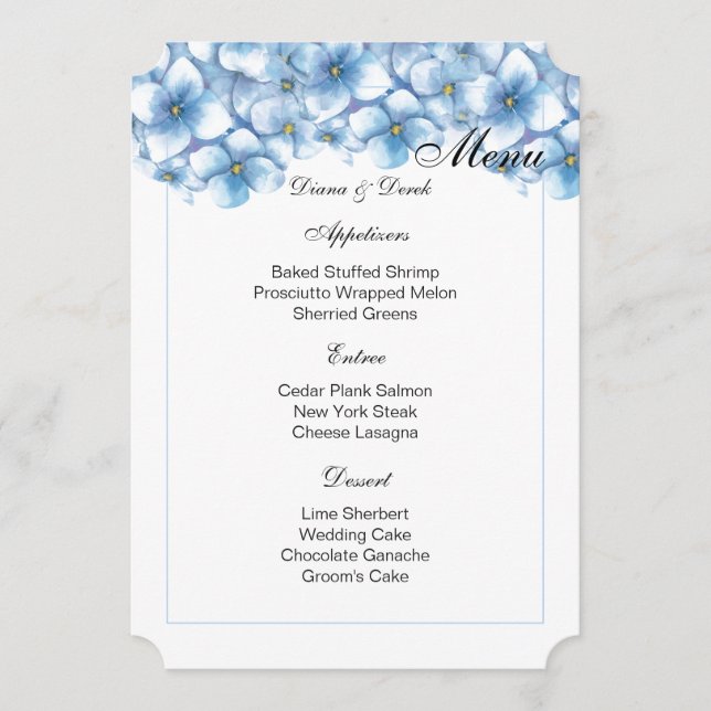 Hydrangea Menu Card (Front)