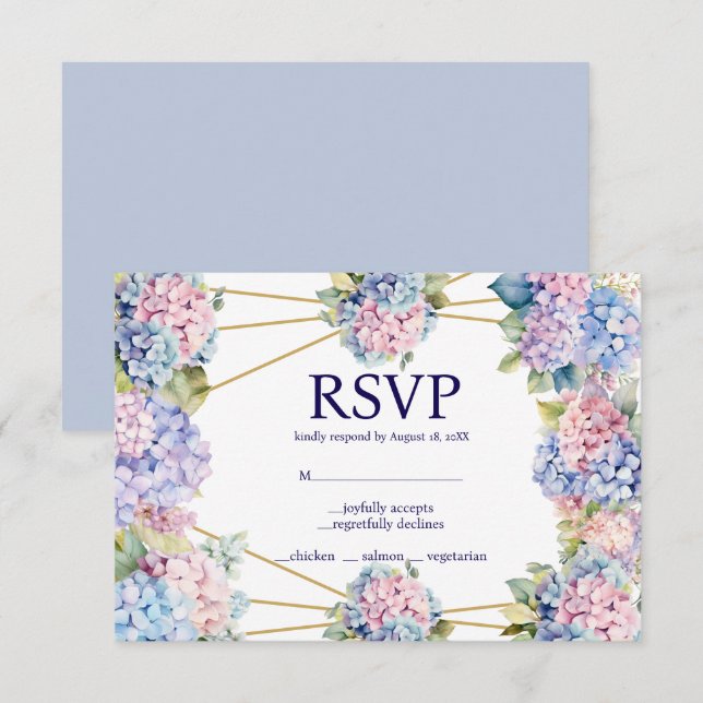 Hydrangea Menu Choices RSVP Response Card (Front/Back)
