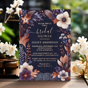 Hydrangea Metallic Pure Navy Blue Bridal Shower