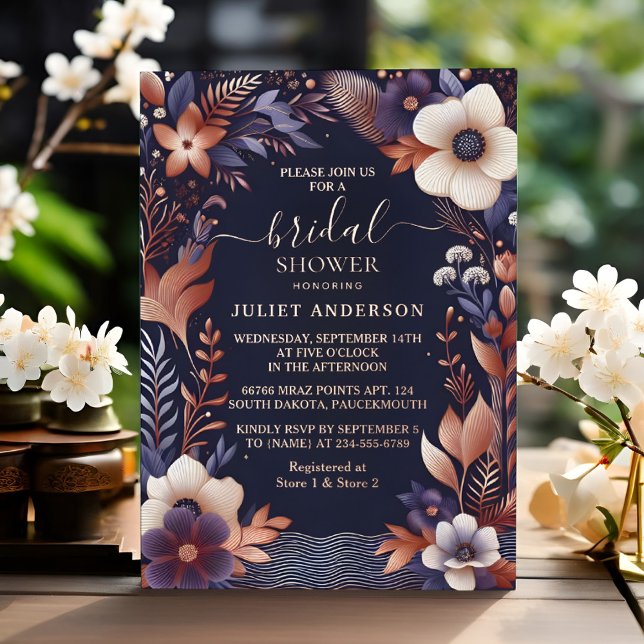 Hydrangea Metallic Pure Navy Blue Bridal Shower (Creator Uploaded)