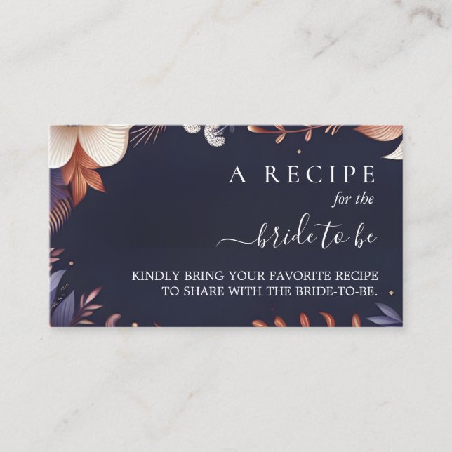 Hydrangea Metallic Pure Navy Blue Bridal Shower Enclosure Card (Front)