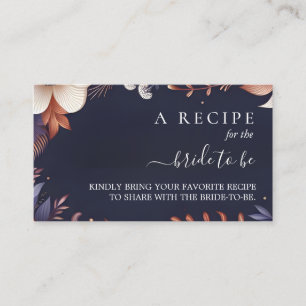 Hydrangea Metallic Pure Navy Blue Bridal Shower Enclosure Card