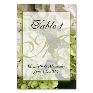 Hydrangea Monogram Personalised Table Card