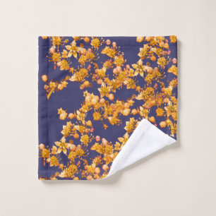 Hydrangea Navy and Orange Wash Cloth