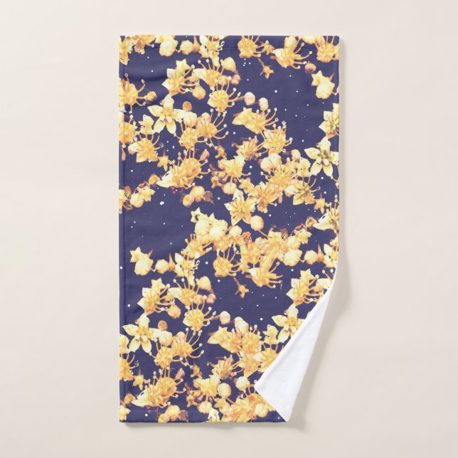 Hydrangea Night and Gold Hand Towel (Hand Towel)