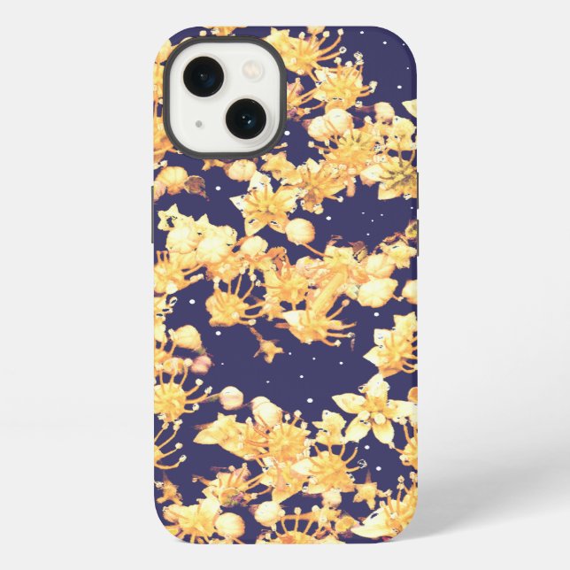 hydrangea night and gold iPhone case (Back)