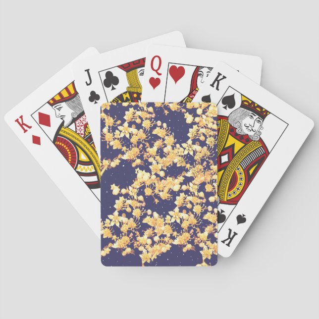 hydrangea night and gold playing cards (Back)