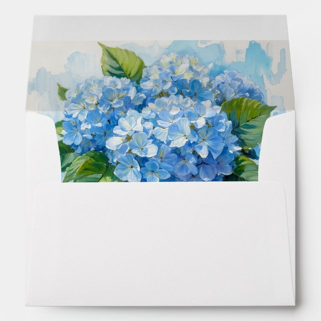 Hydrangea Oil Art Elegant Romantic Coastal Garden Envelope (Back (Bottom))