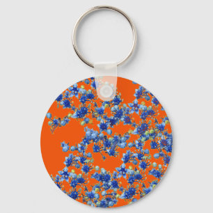 hydrangea orange and blue key ring