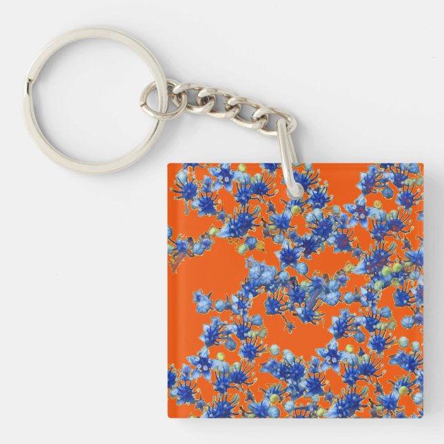 hydrangea orange and blue key ring (Front)