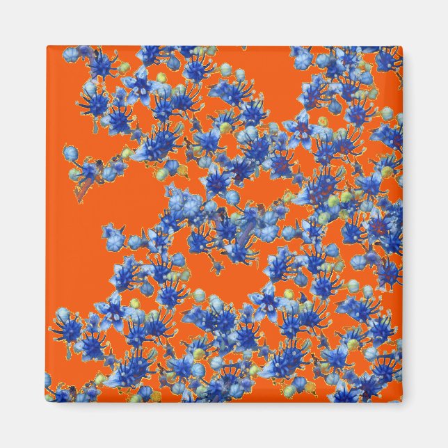 hydrangea orange and blue magnet (Front)