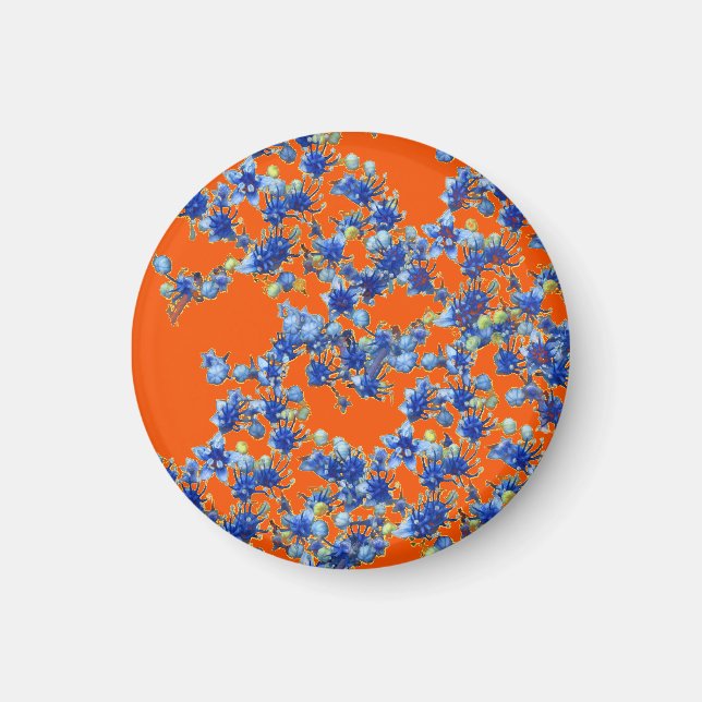 hydrangea orange and blue magnet (Front)