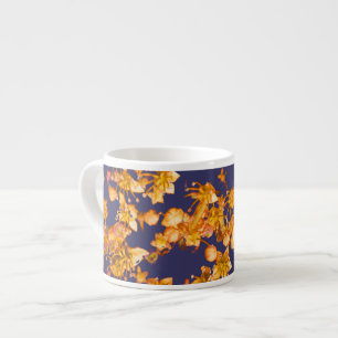 hydrangea orange and navy espresso cup