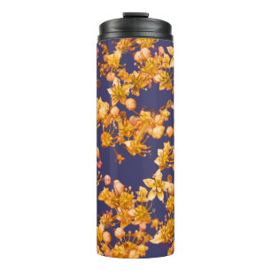 Hydrangea Orange and Navy Thermal Tumbler