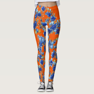 Hydrangea Orange Leggings