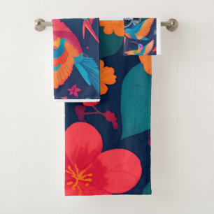 Hydrangea Pastel Colourful Personalised Pattern Bath Towel Set