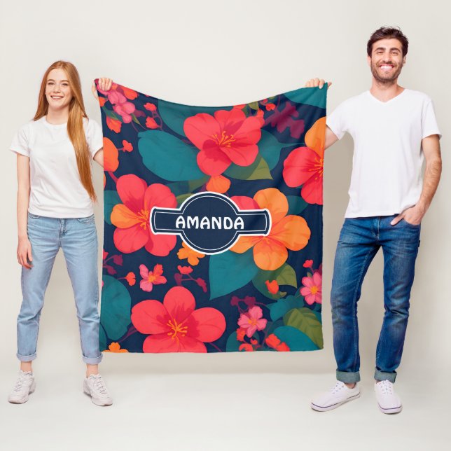 Hydrangea Pastel Colourful Personalised Pattern Fleece Blanket (In Situ)