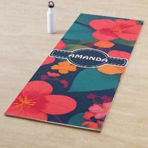 Hydrangea Pastel Colourful Personalised Pattern Yoga Mat