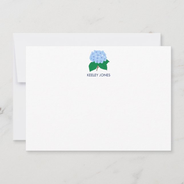 Hydrangea Personalised Flat Note Card (Front)