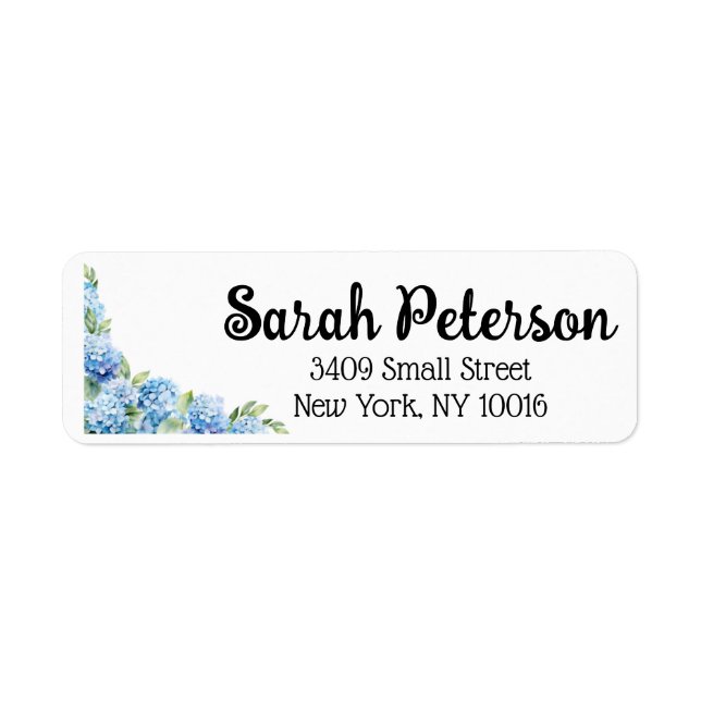 Hydrangea Personalised Return Address Label (Front)