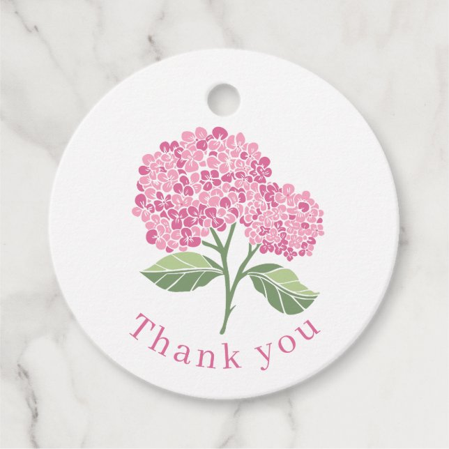 Hydrangea Pink Favour Tags (Front)