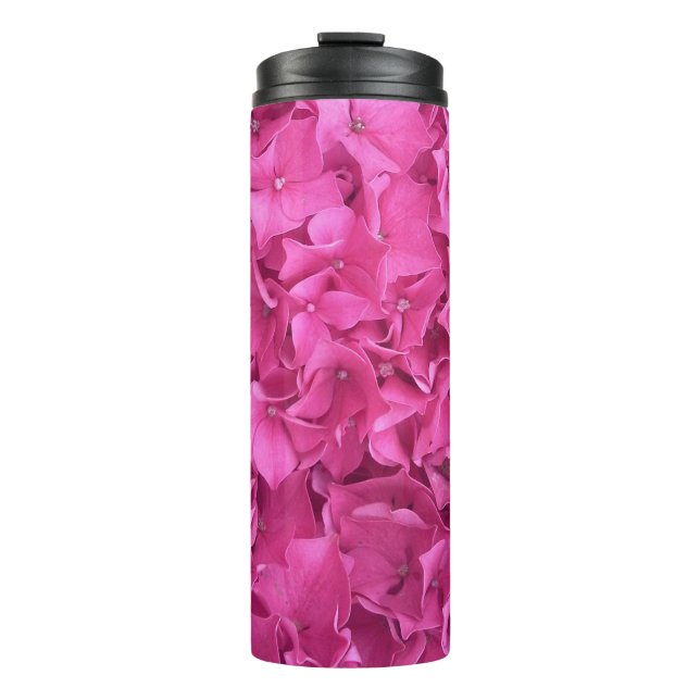 Hydrangea Pink Flower Pattern Thermal Tumbler (Front)