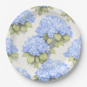 Hydrangea Plates   Elegant Ivory Blue Floral Party