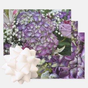 Hydrangea Purple Botanical Floral Photographic Wrapping Paper Sheet