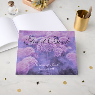 Hydrangea Purple Floral Country Rustic Wedding Guest Book