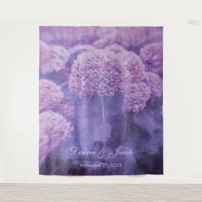 Hydrangea Purple Floral Wedding Photo Backdrop Tapestry (Front)