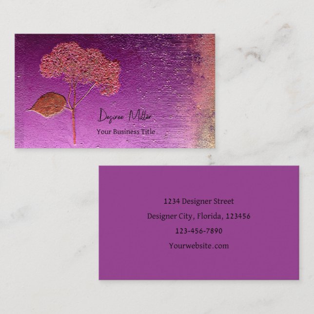 Hydrangea Purple Gold Metallic Floral Business Card (Front/Back)