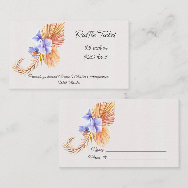 Hydrangea Raffle Ticket Enclosure Card (Front/Back)
