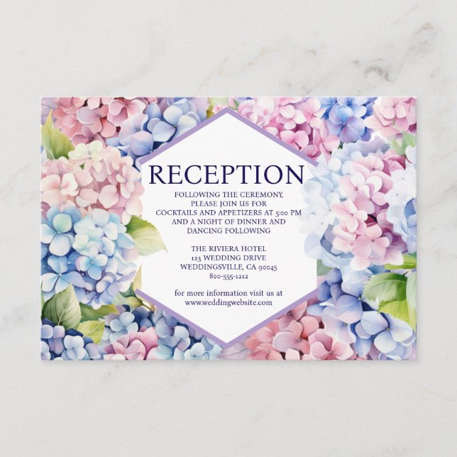 Hydrangea Reception Enclosure Card (Front)