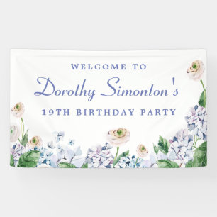 Hydrangea Rose 19th Birthday Welcome Banner