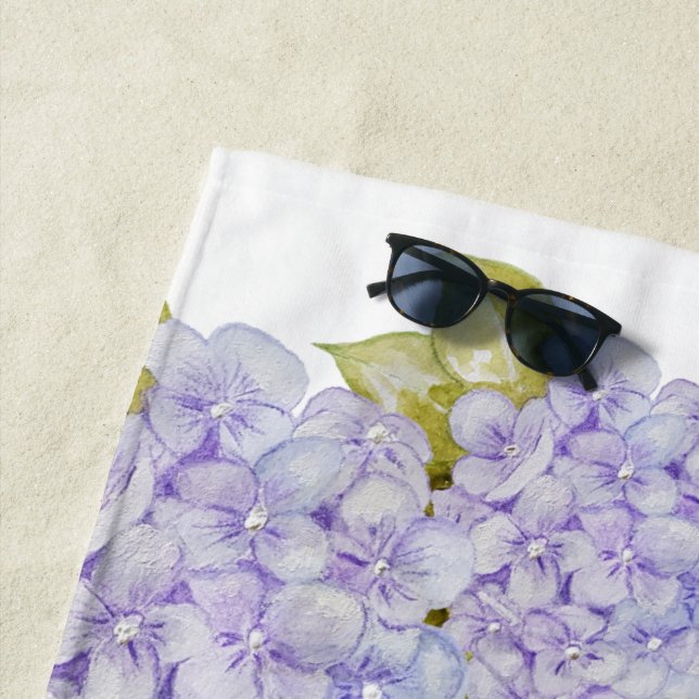 Hydrangea Shades Of Violet Blue Beach Towel (In Situ)
