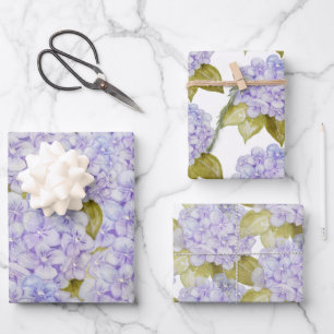 Hydrangea Shades Of Violet Blue Wrapping Paper Sheet