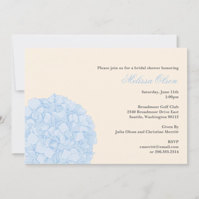 Hydrangea Shower/Party Invitation (Front)