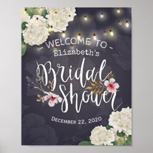 Hydrangea String Lights Bridal Shower Welcome Sign