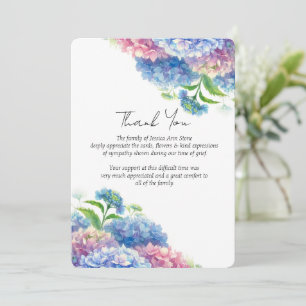 Hydrangea Sympathy Floral Funeral Thank you Invitation