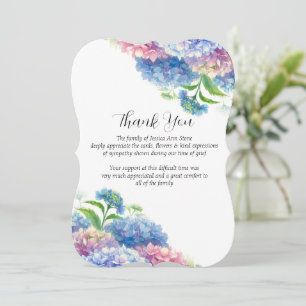 Hydrangea Sympathy Floral Funeral Thank you Invitation