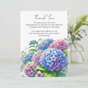 Hydrangea Sympathy Floral Funeral Thank you Invitation