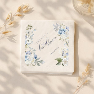 Hydrangea Thank You Card Blue Floral Bridal Show Napkin