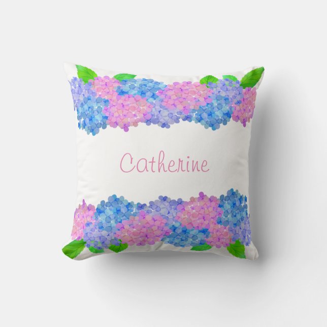 Hydrangea Throw Pillow (Front)