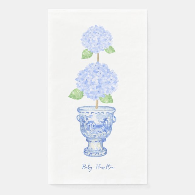 Hydrangea Topiary Chinoiserie Guest Towel Napkin (Front)