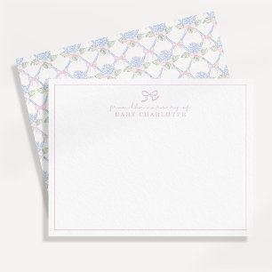 Hydrangea trellis bow nursery note card