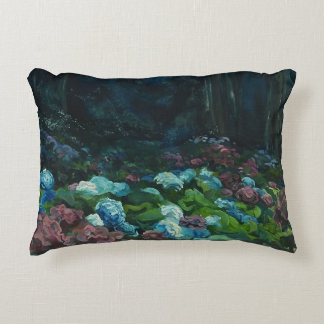 Hydrangea Twilight Accent Pillow (Front)