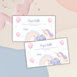 Hydrangea Unicorn Diaper Raffle Baby Shower Enclosure Card