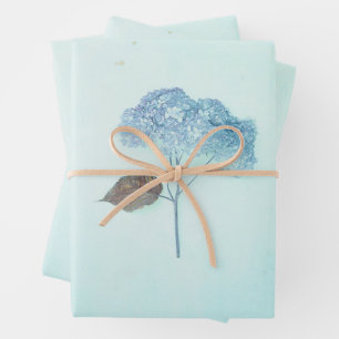 Hydrangea Vintage Blue Floral Rustic Antique Wrapping Paper Sheet
