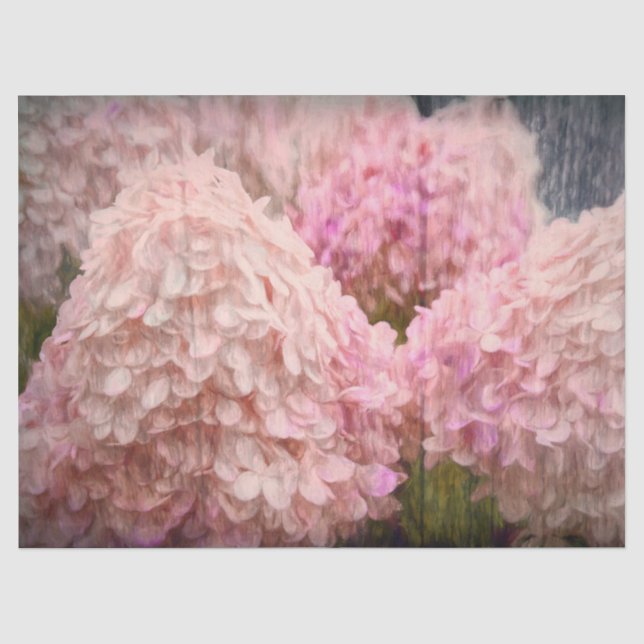 Hydrangea Vintage Blush Pink Floral Wood Decoupage Tissue Paper (Front)