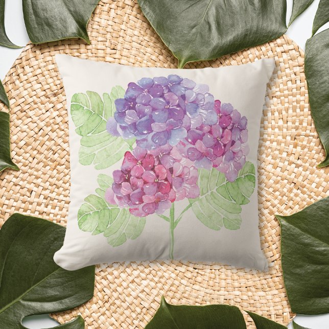 Hydrangea Watercolor Floral Summer Cushion (Creator Uploaded)